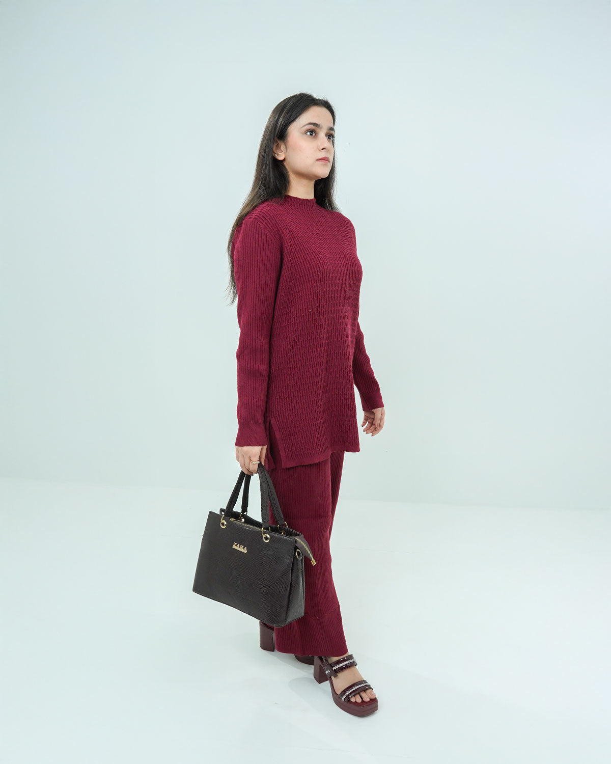 Maroon Co-ord Set 2 piece - Boxed Pattern