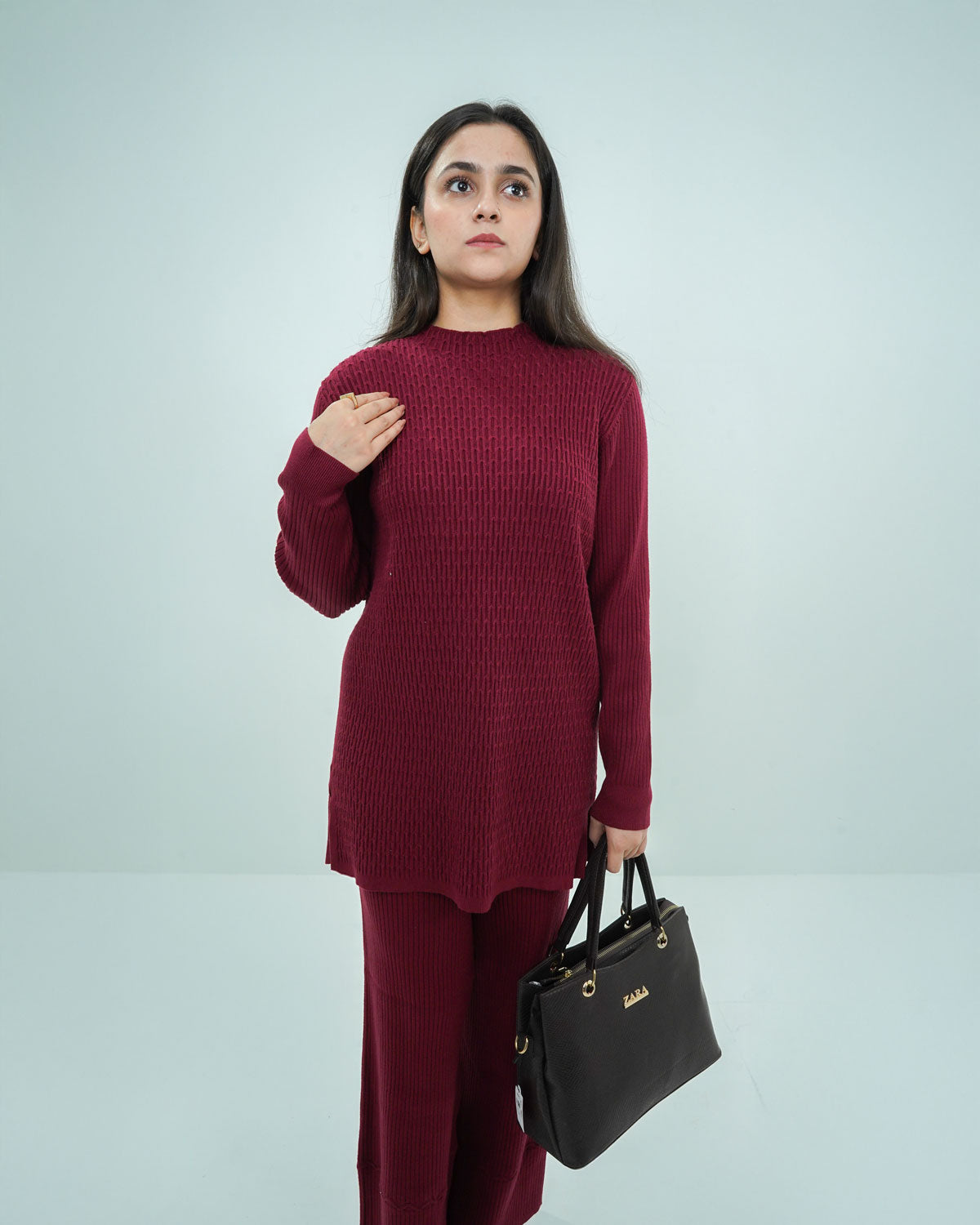 Maroon Co-ord Set 2 piece - Boxed Pattern