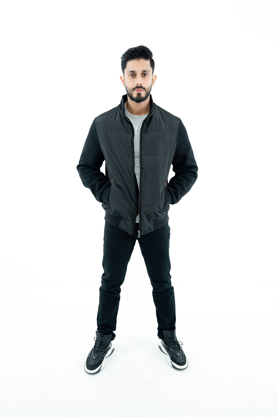 Men s Black Quilted Bomber Jacket