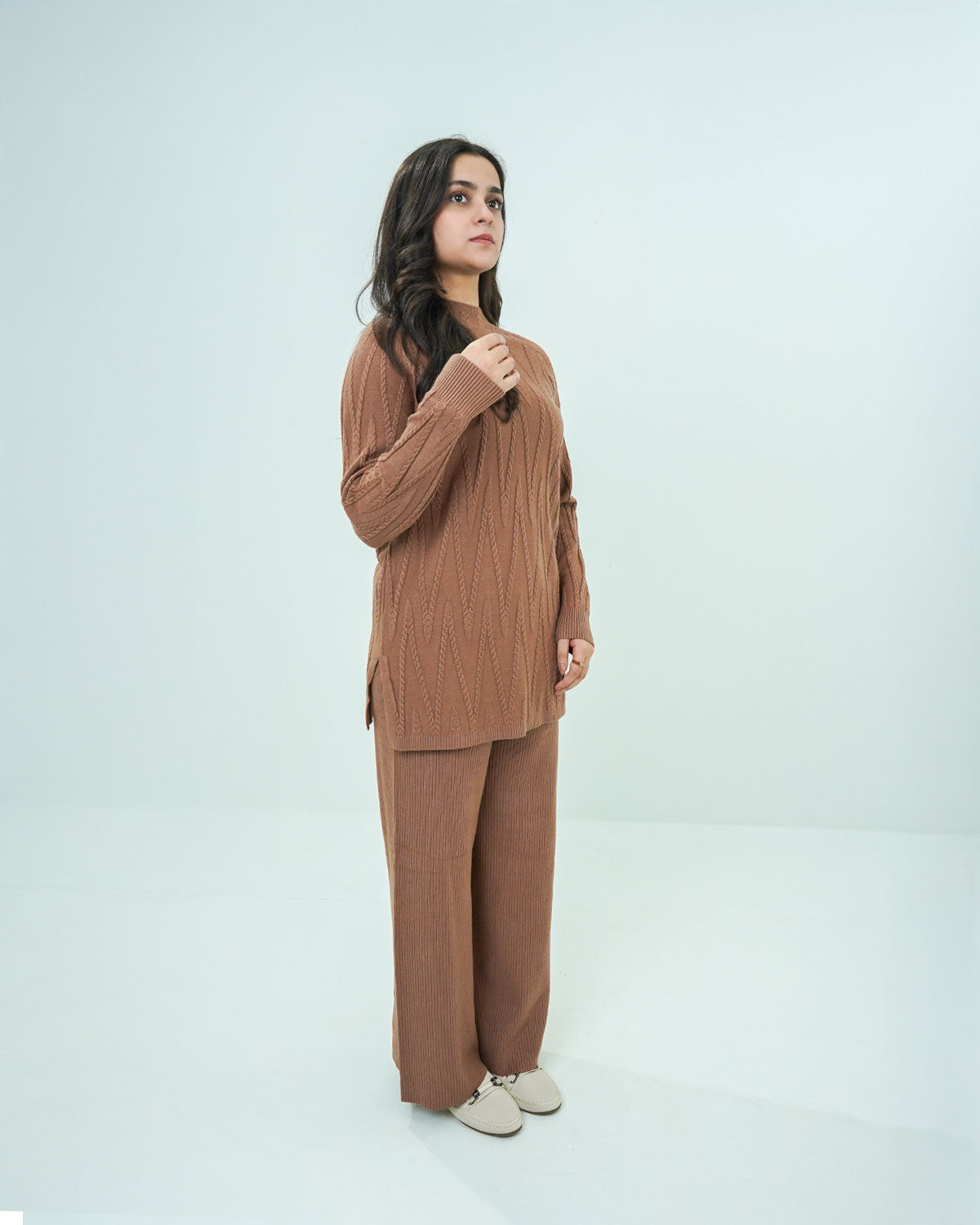 Light Brown Co-ord Set 2 piece - V Patterned