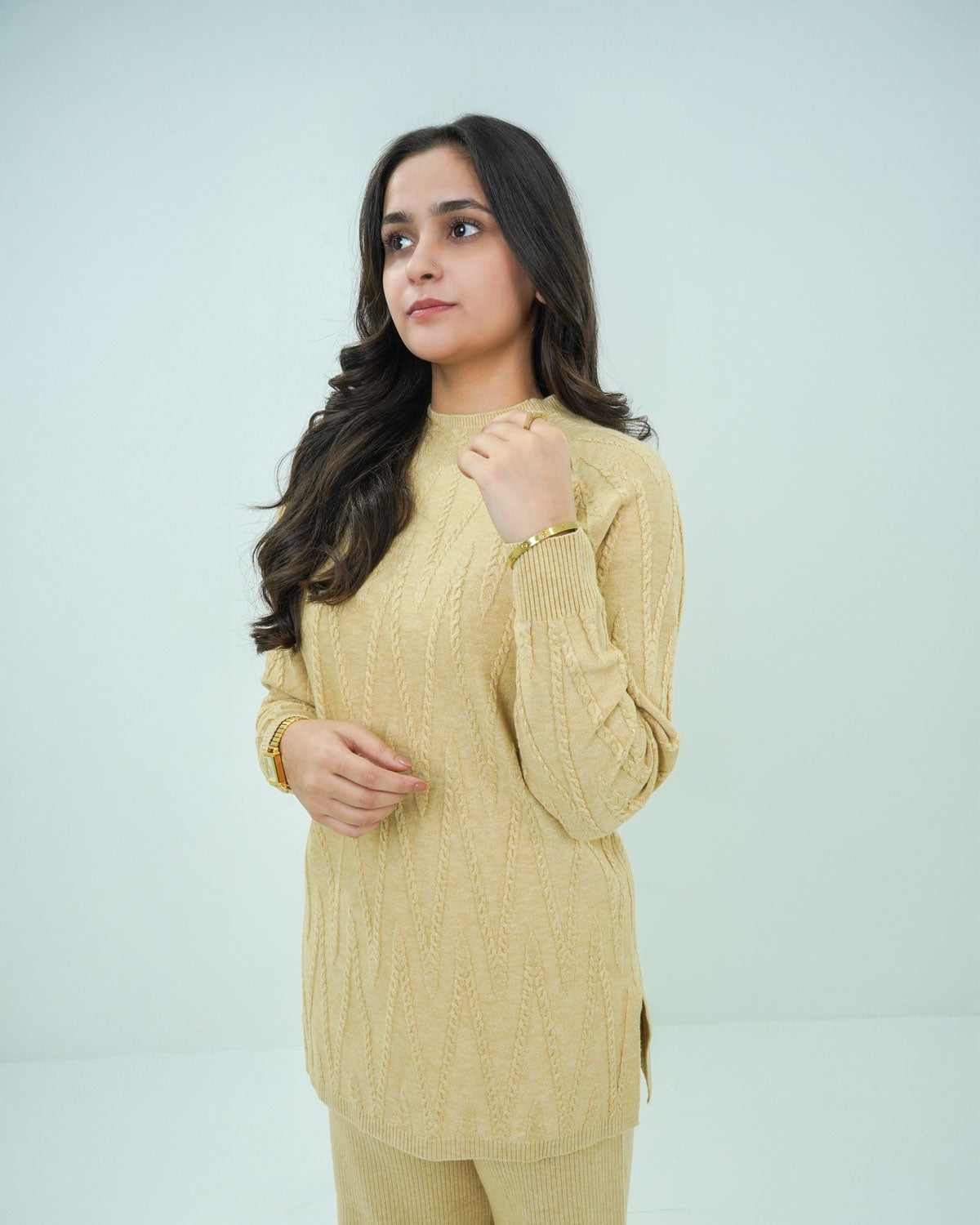 Mustard Co-ord Set 2 piece - V Patterned