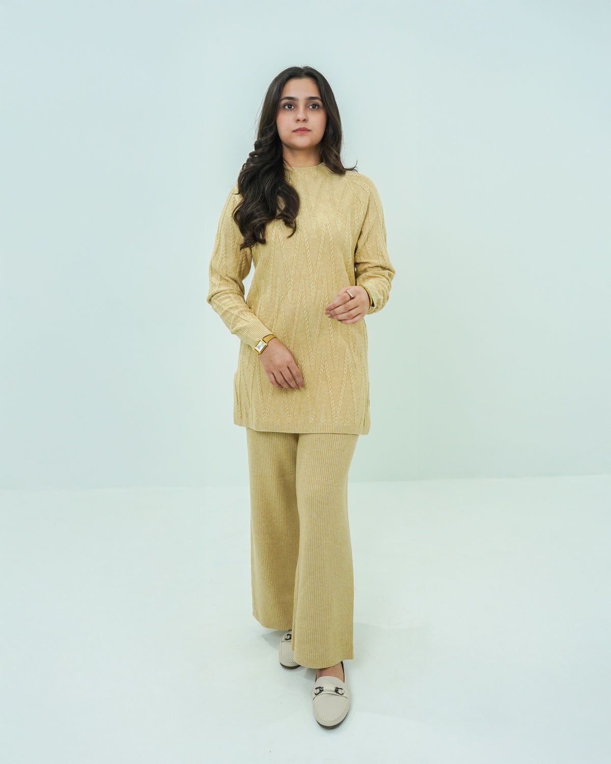 Mustard Co-ord Set 2 piece - V Patterned