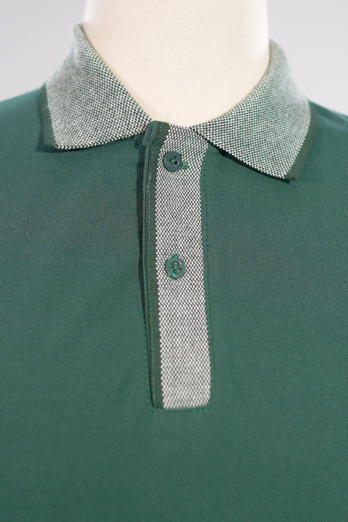 Green Contrast Collar Polo