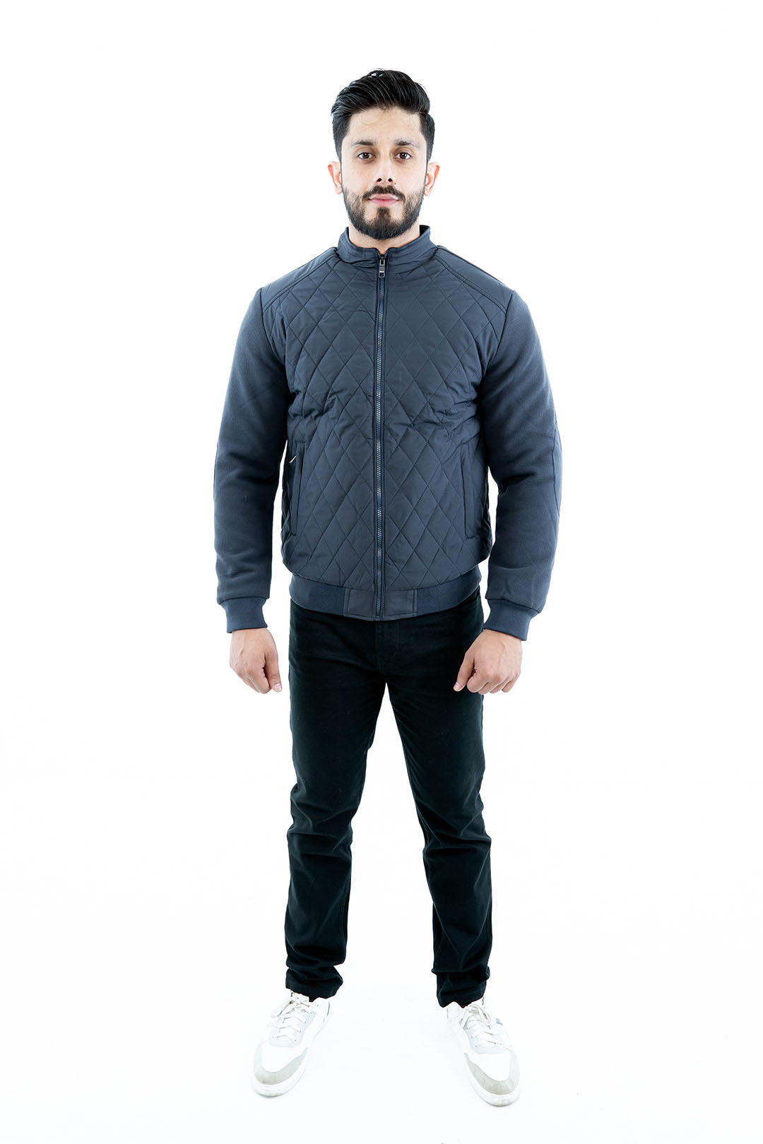 Men's quilted patch bomber jacket best sale