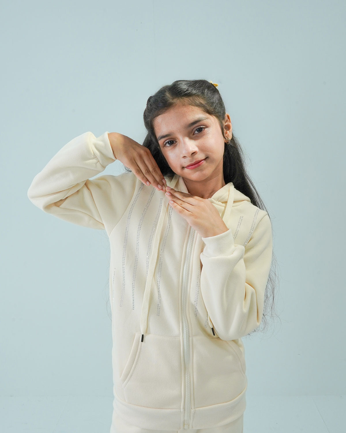 Girls' Cream Hoodie Tracksuit