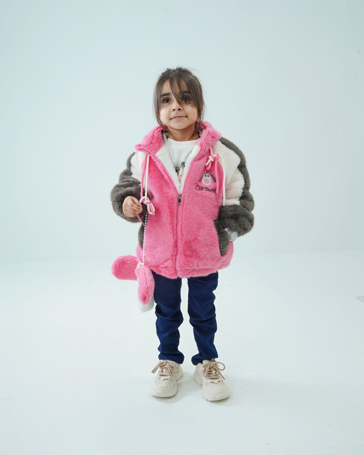 Baby Girls' Dark Pink Faux Fur Jacket