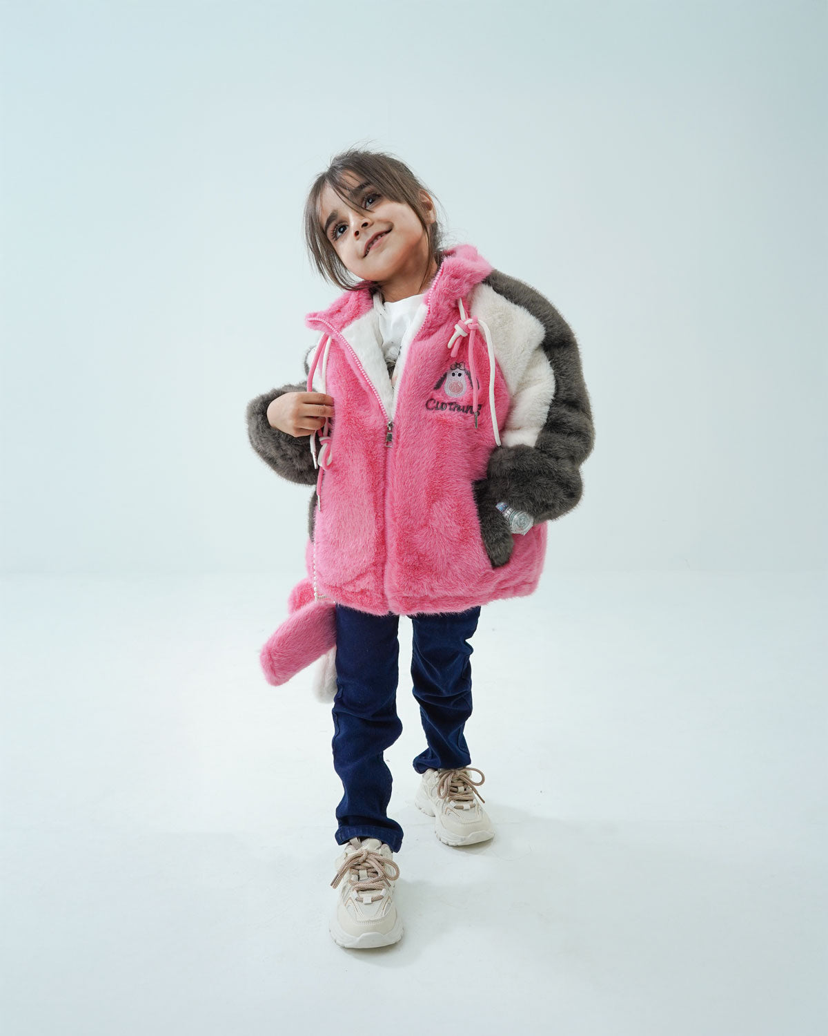 Baby Girls' Dark Pink Faux Fur Jacket