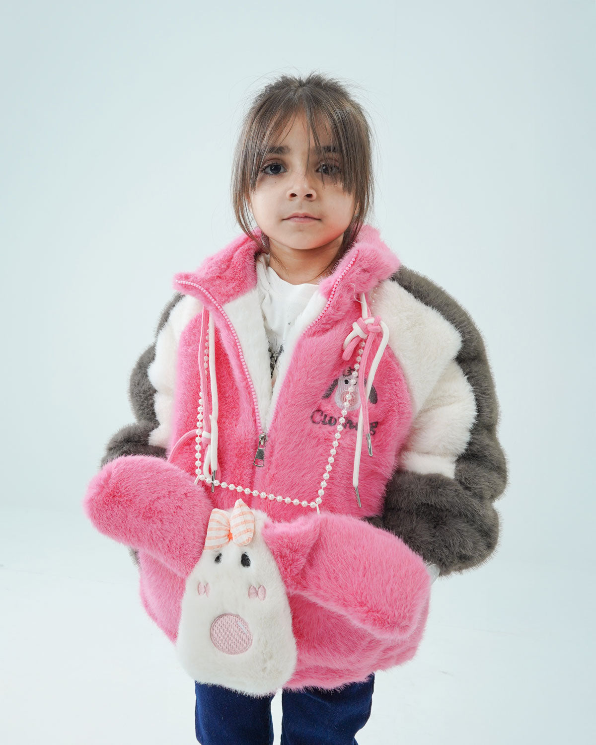 Baby Girls' Dark Pink Faux Fur Jacket