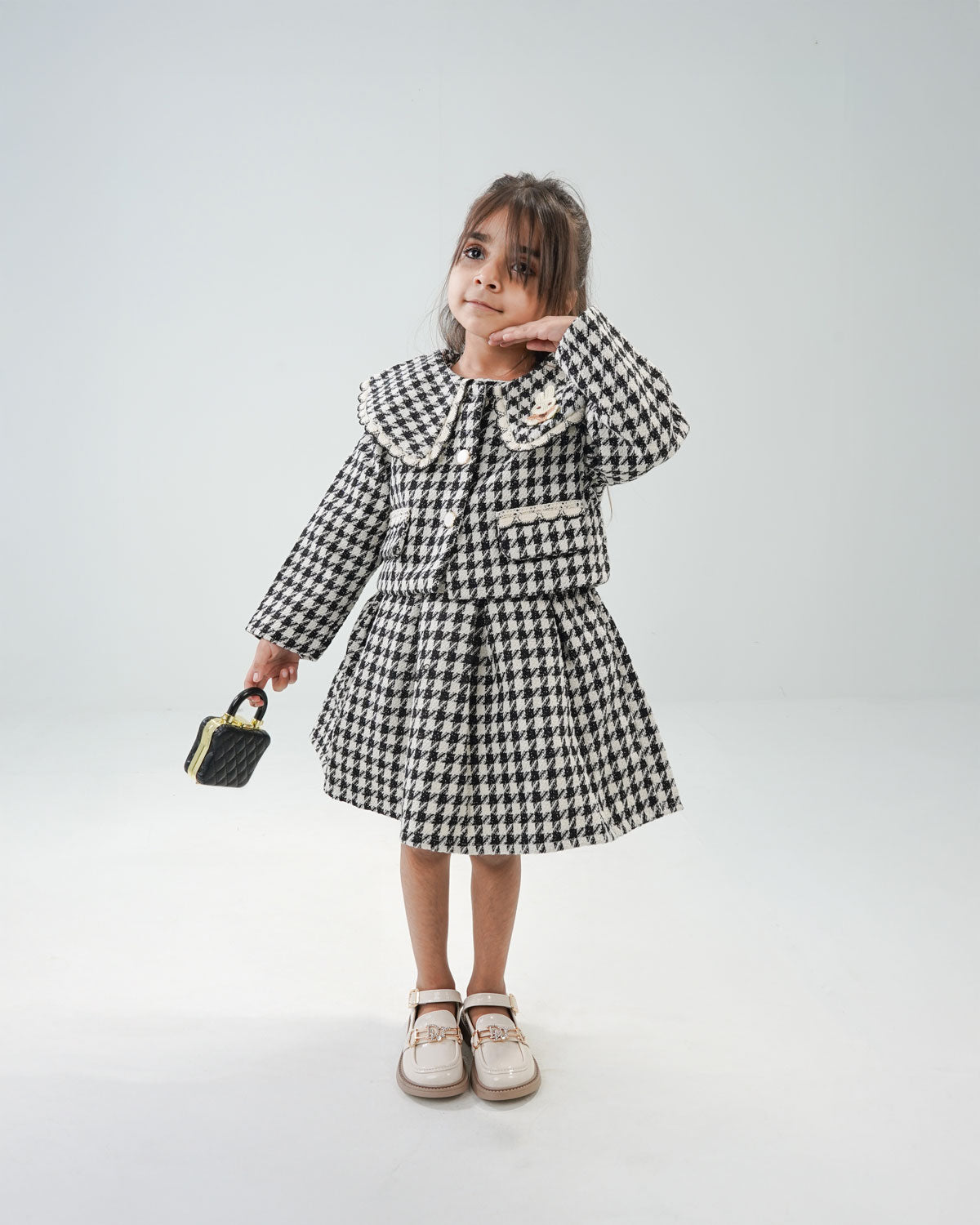 Girls' Tweed-Style Skirt Suit Set