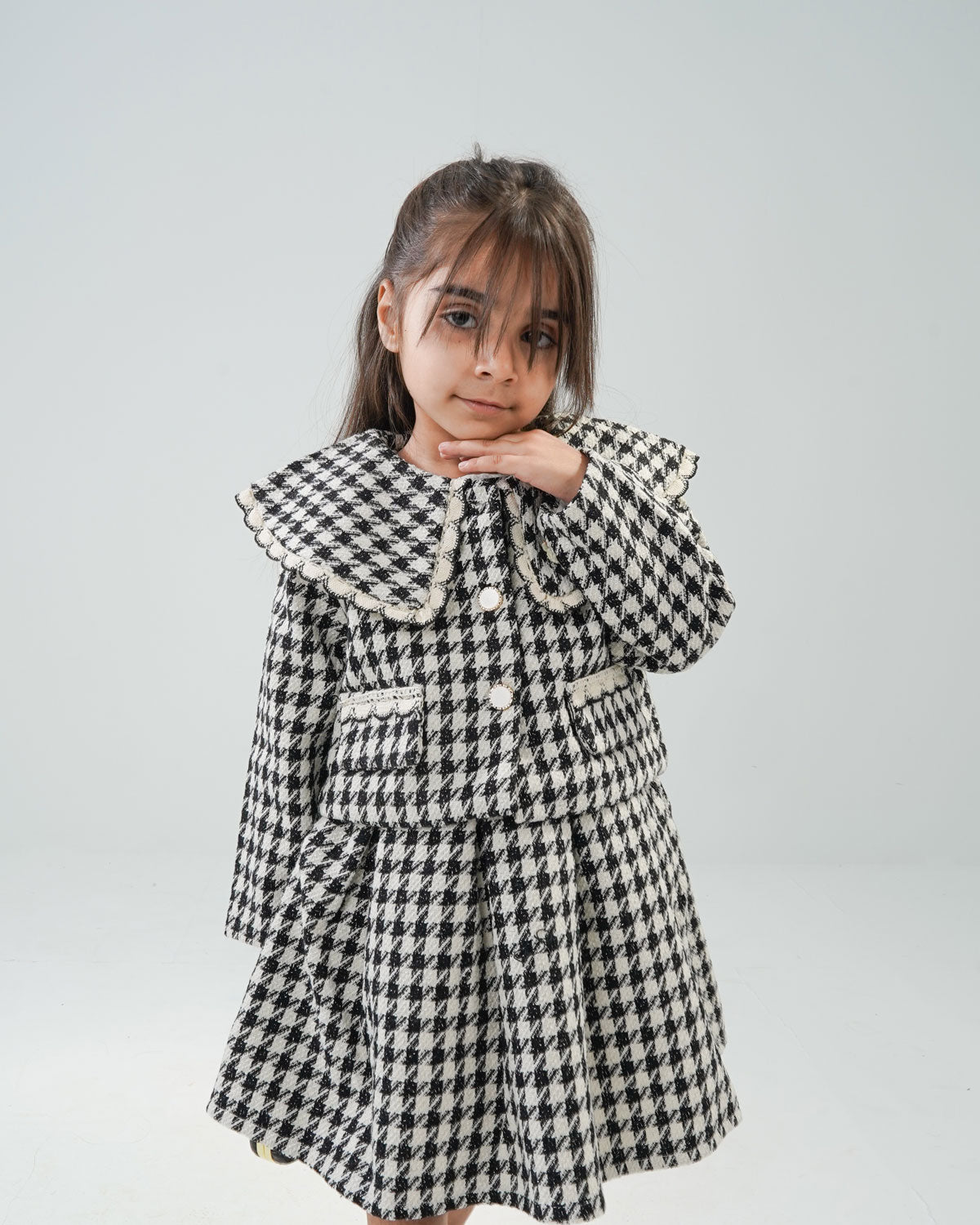 Girls' Tweed-Style Skirt Suit Set