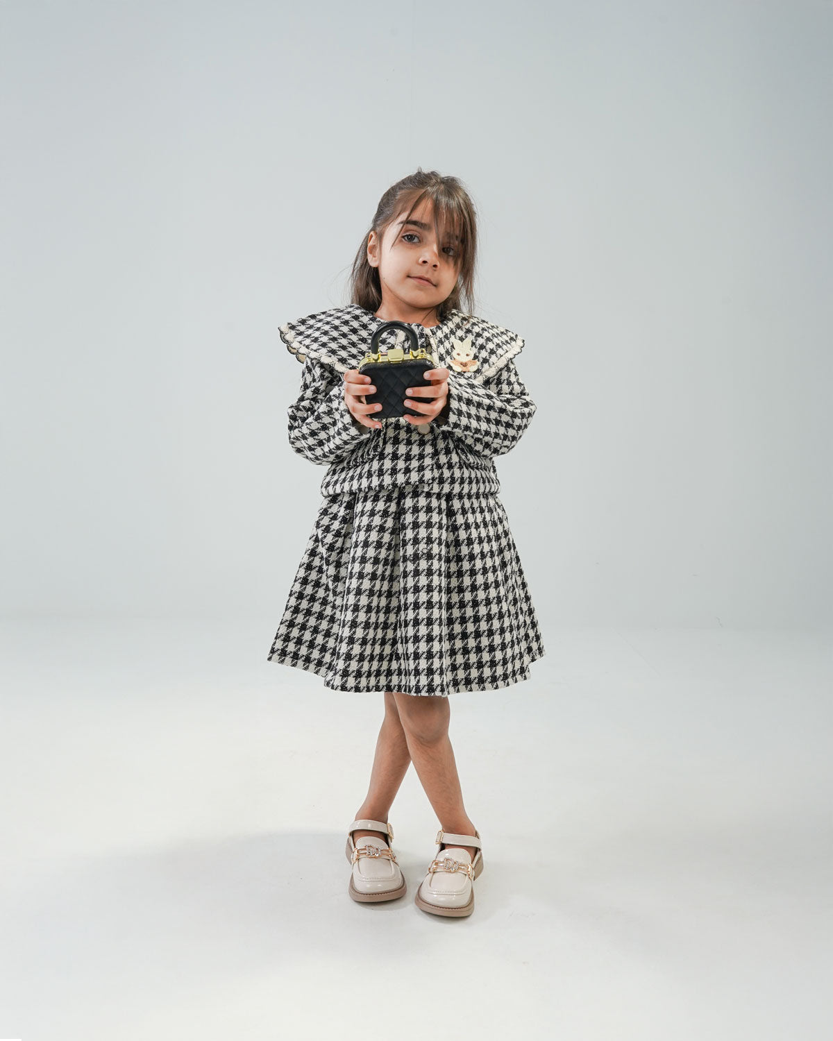 Girls' Tweed-Style Skirt Suit Set