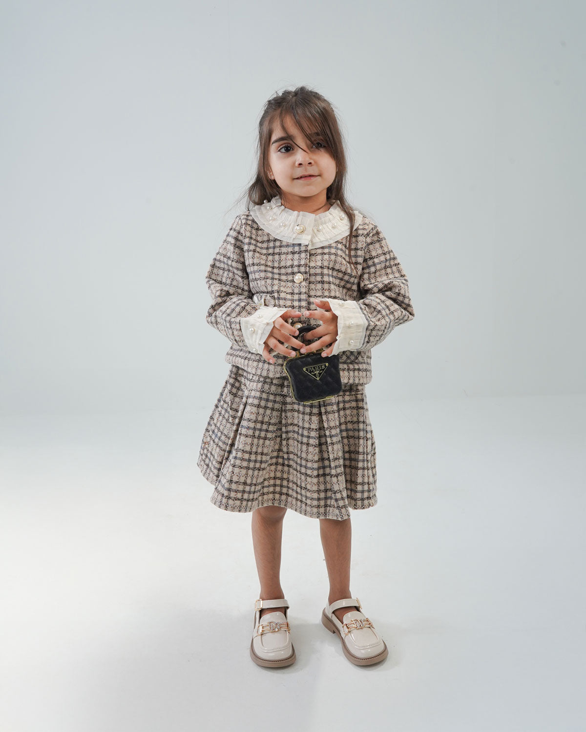 Girls' Tweed-Style Skirt Suit Set