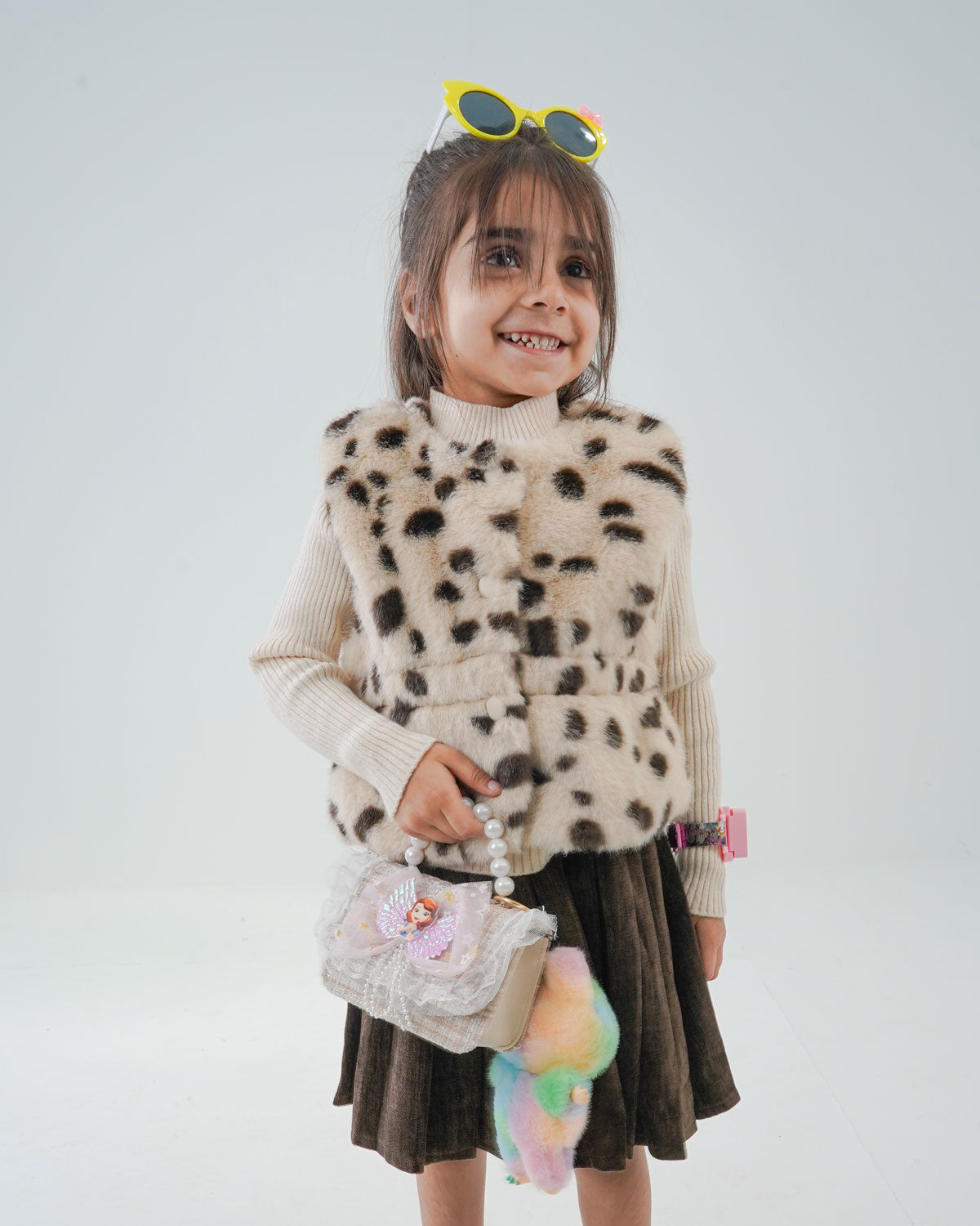 Girls' 3-Piece Fur Vest Outfit Set