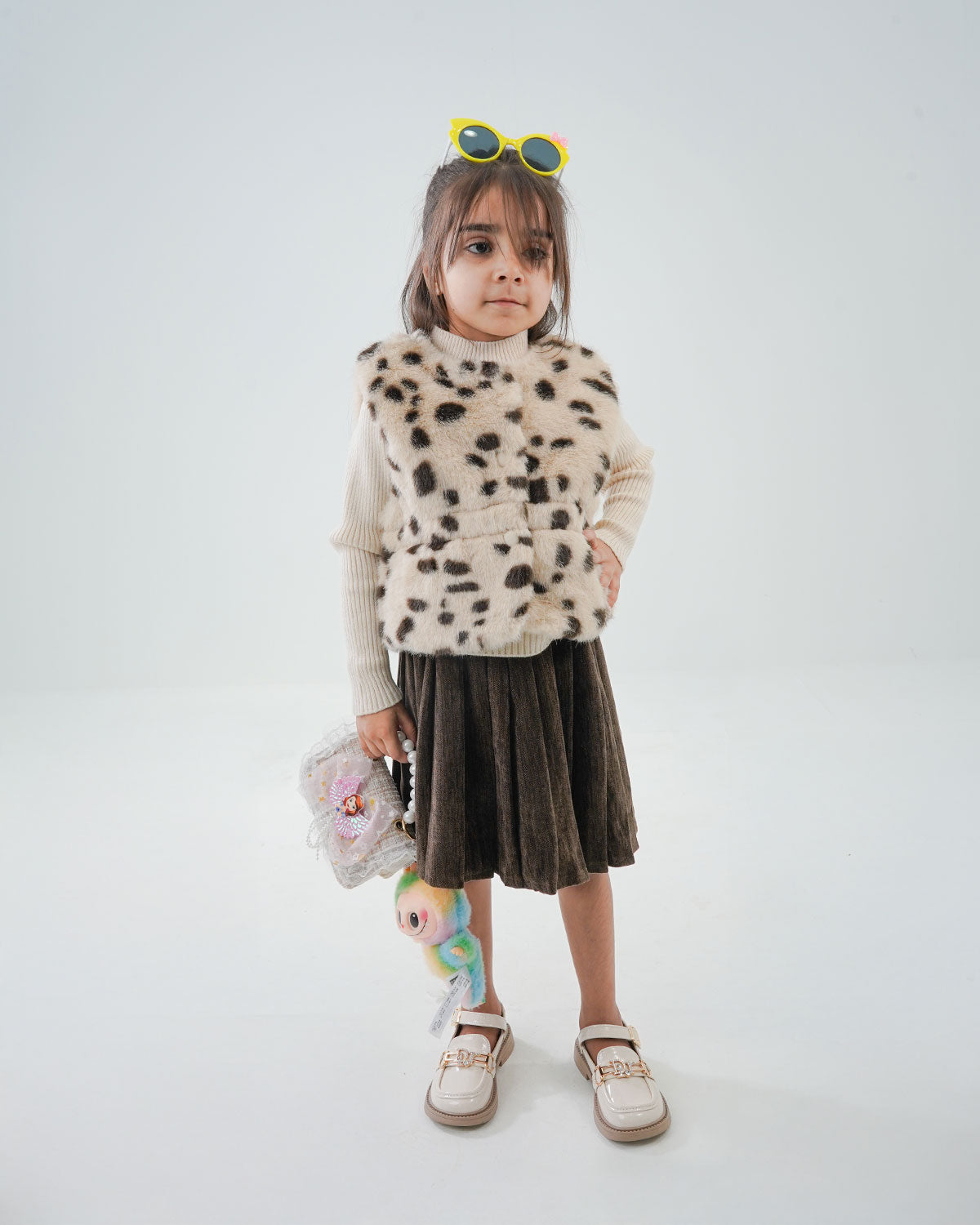 Girls' 3-Piece Fur Vest Outfit Set