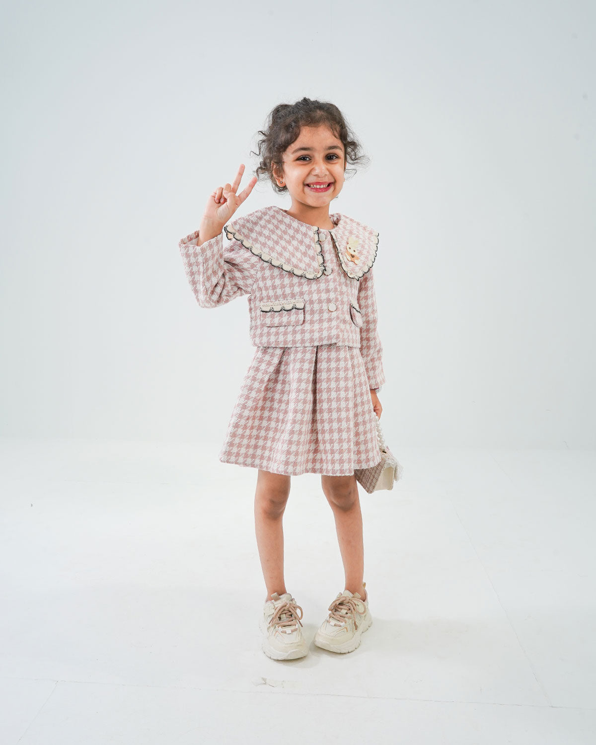 Girls' Tweed-Style Skirt Suit Set