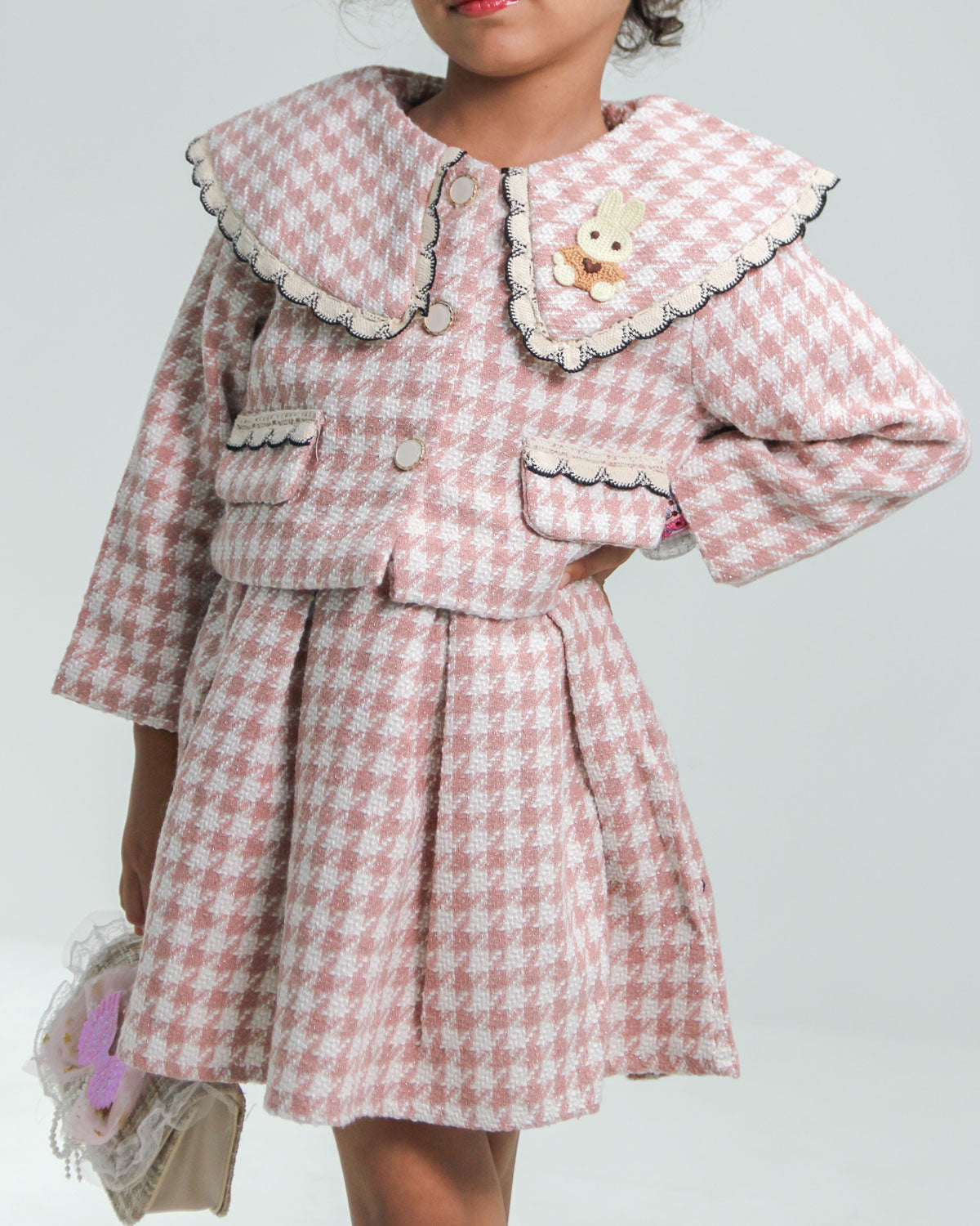 Girls' Tweed-Style Skirt Suit Set