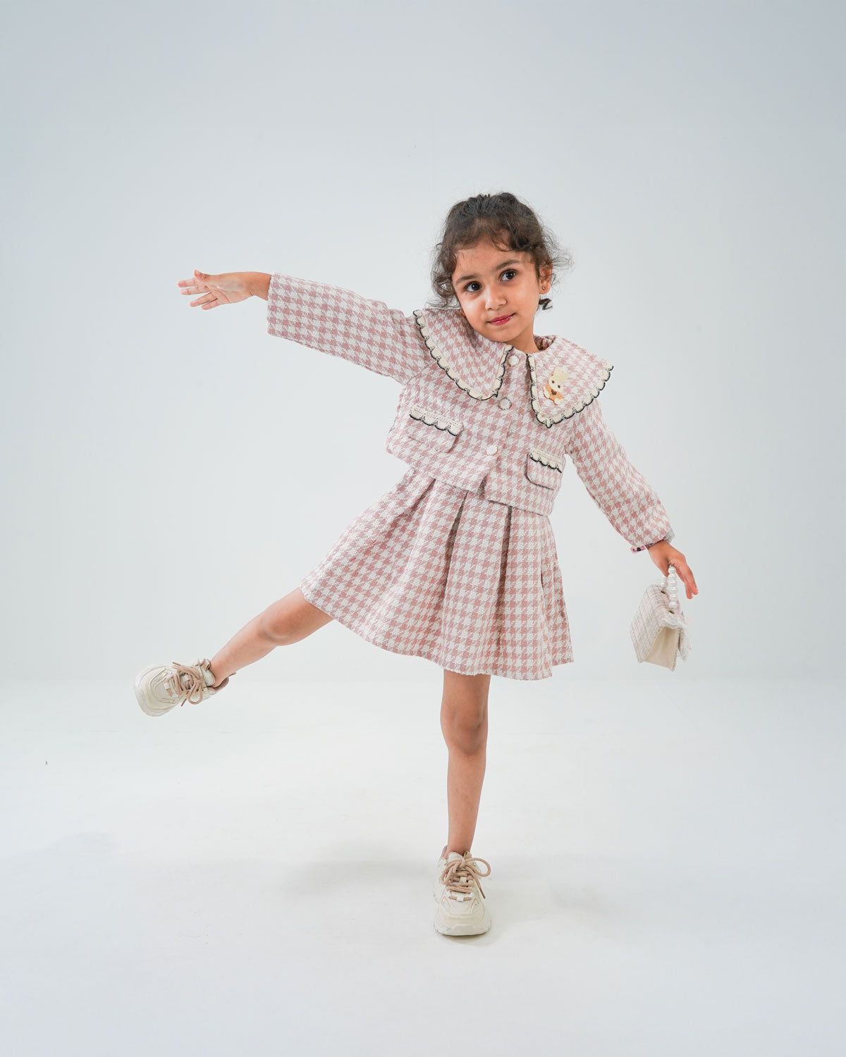 Girls' Tweed-Style Skirt Suit Set