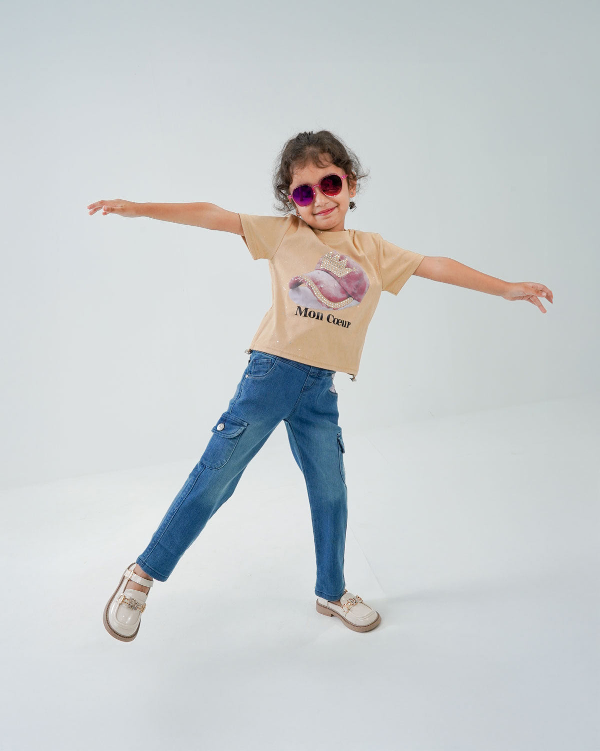 Baby Girls' Cap Printed Cotton Shirt