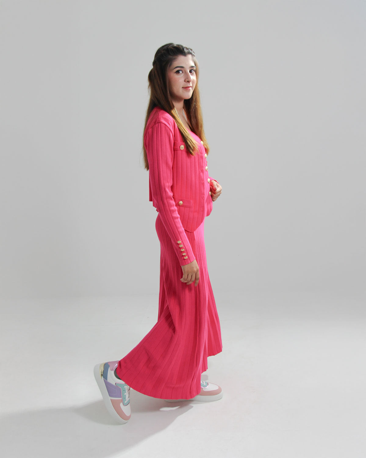 3-Piece Luxe Winter Knitwear Co-ord Set Pink