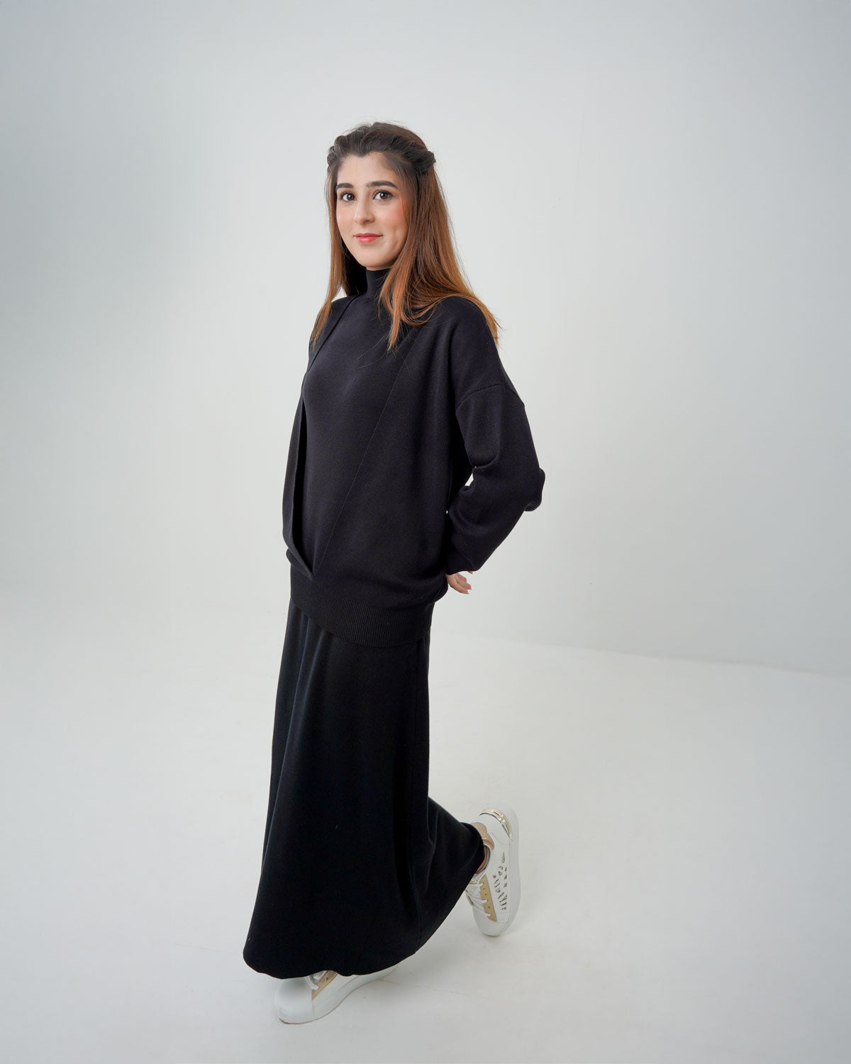 2-Piece Luxe Winter Knitwear Co-ord Set Black