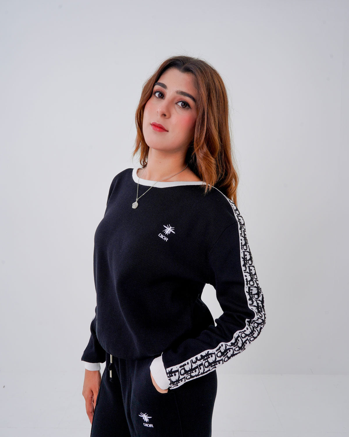 Women’s 2-Piece Logo Taped Sweater with Trousers