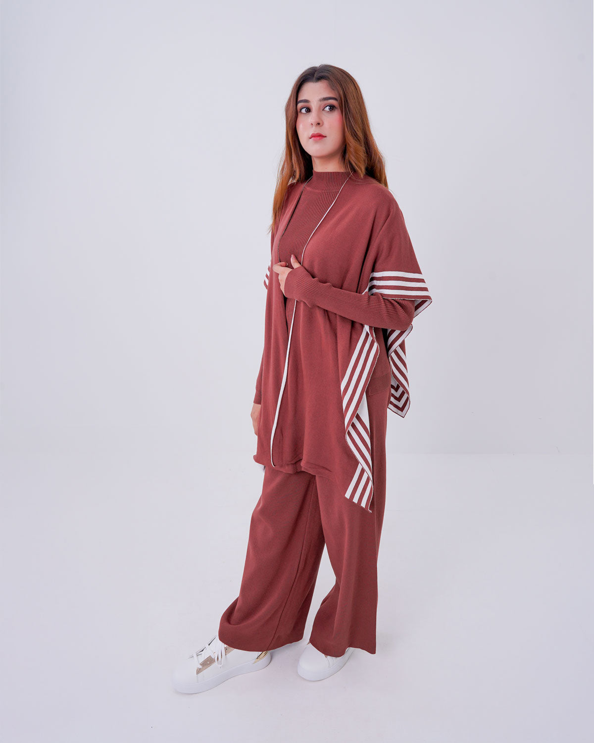 Comfort Knit Two-Piece Loungewear Set with Matching Open Cardigan