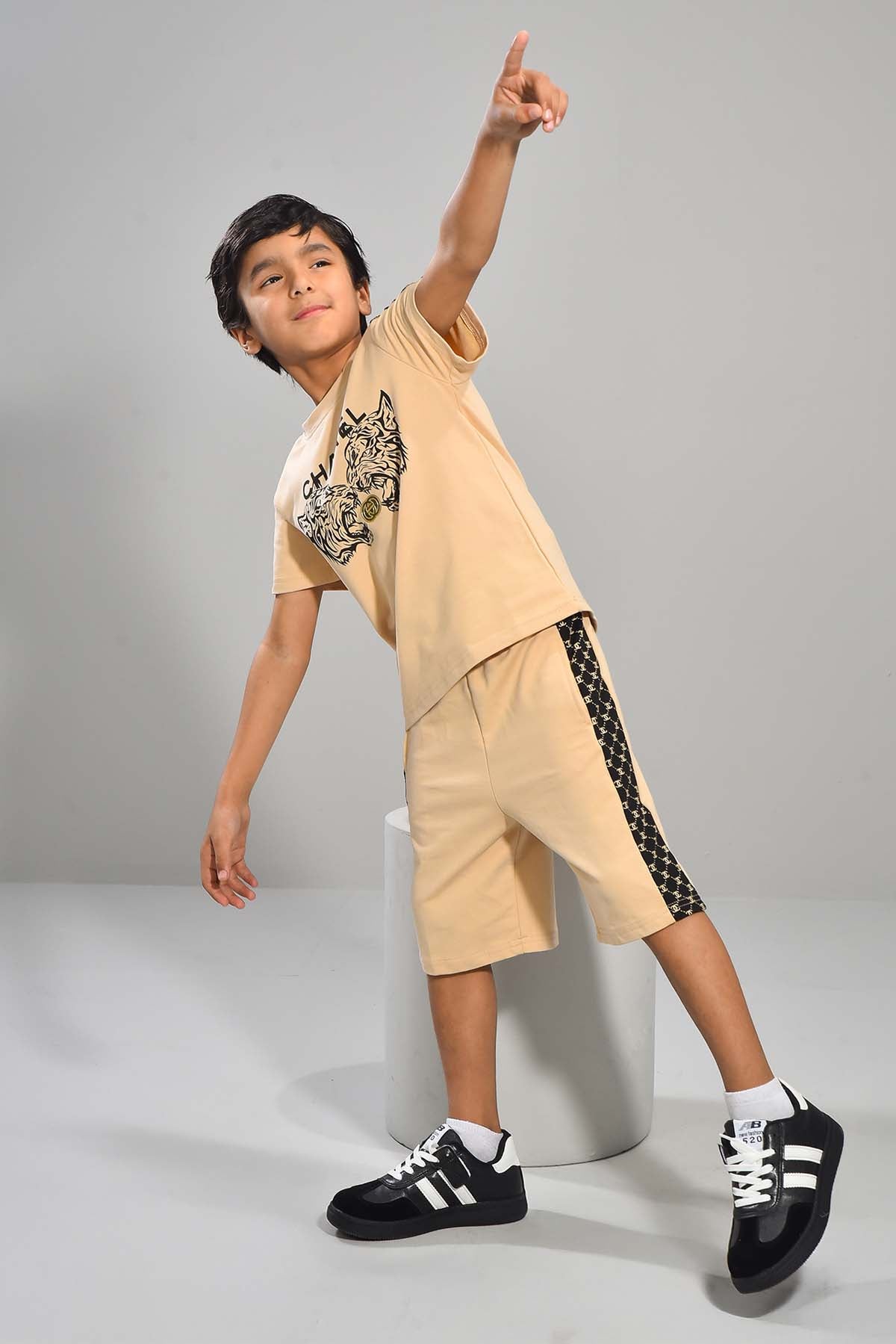 Boys' Beige Tiger Print Co-ord Set