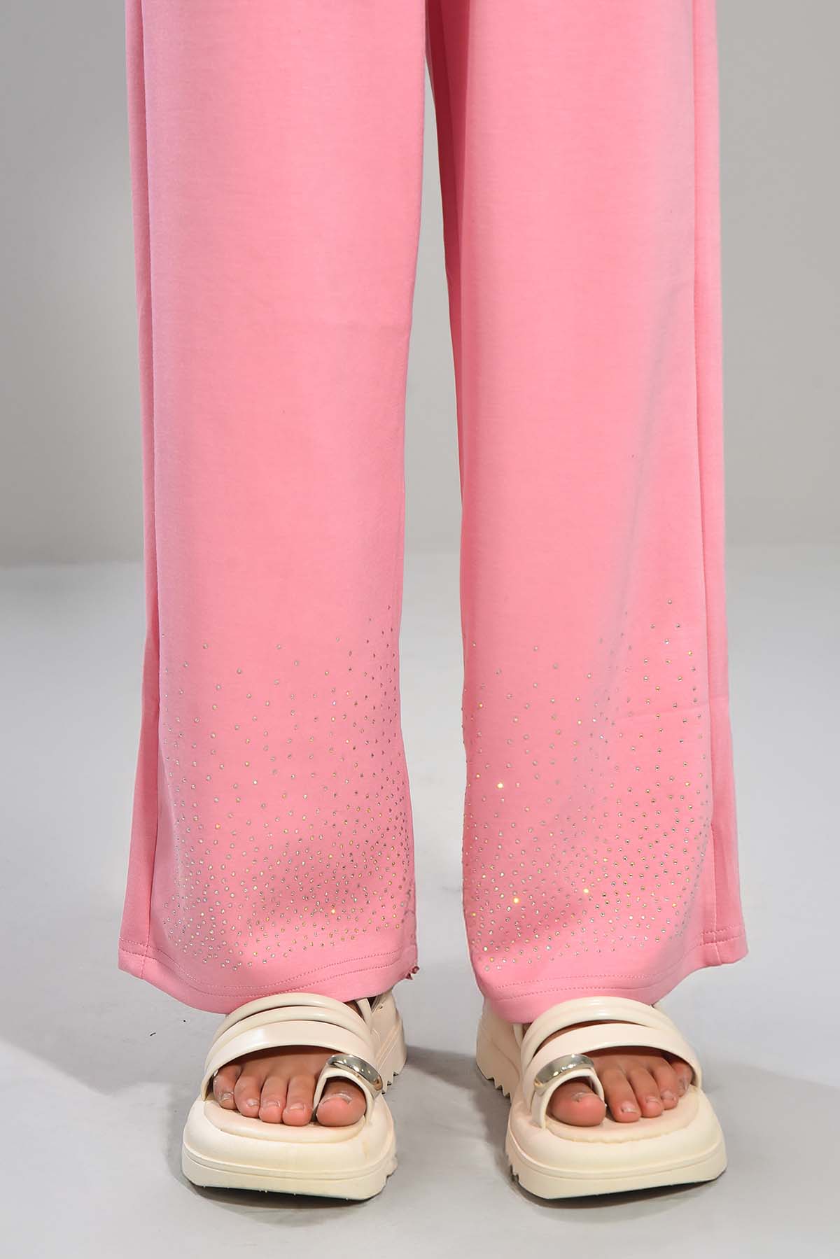 Girls Pink Co-ord Set with Beige Scarf