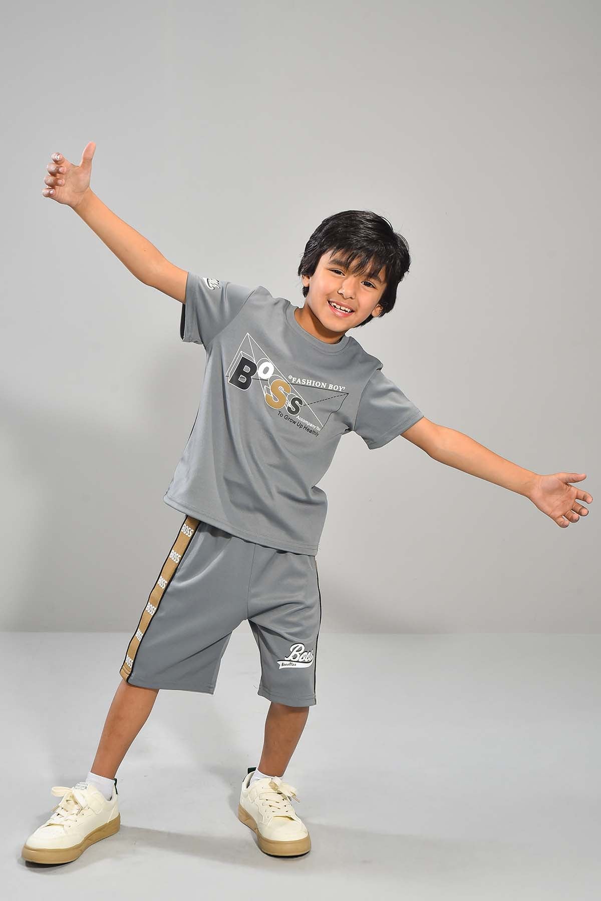 Grey Boss T-Shirt & Shorts