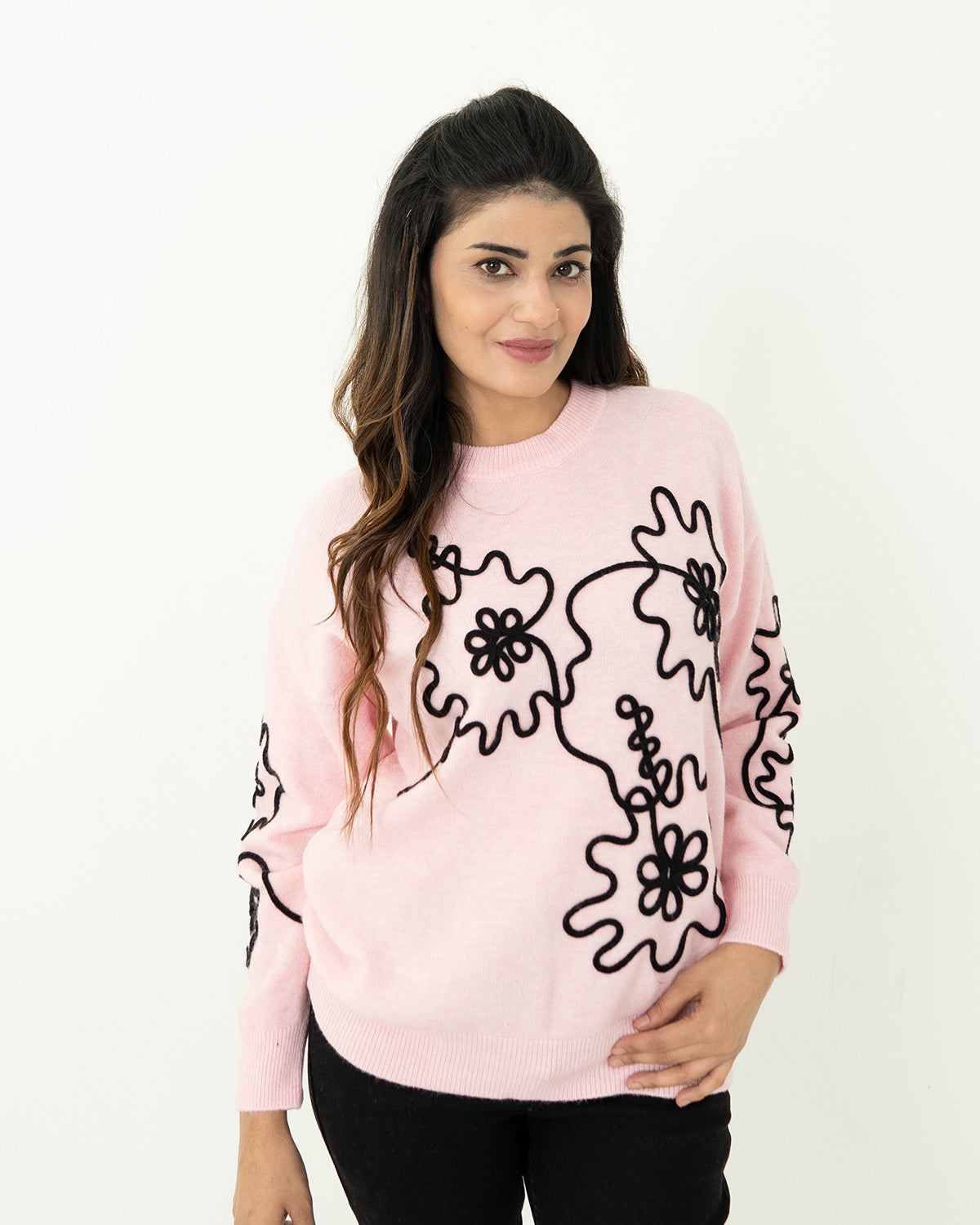 Soft Pink Blossom Sweater