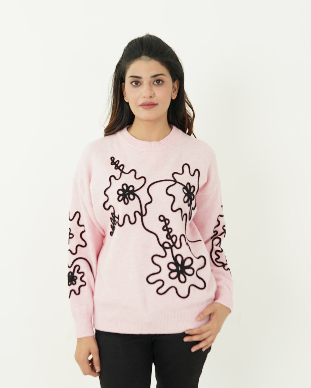 Soft Pink Blossom Sweater