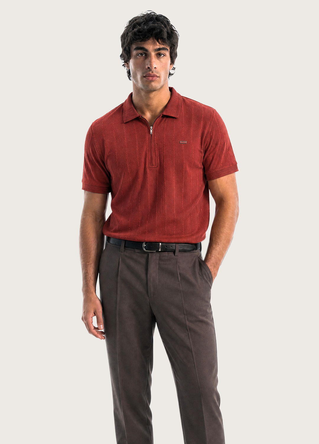 Rust Textured Polo