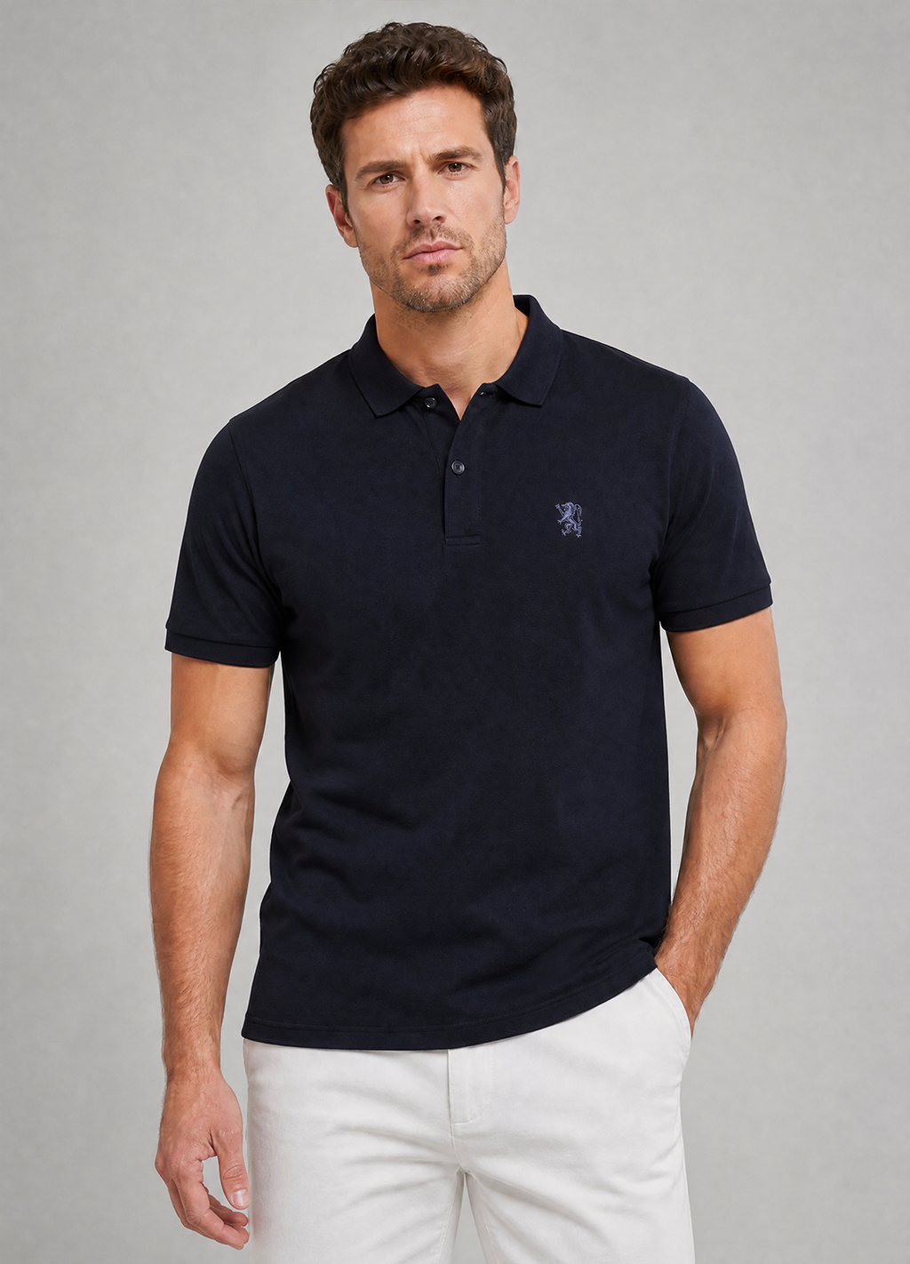 Navy Blue Knit Polo