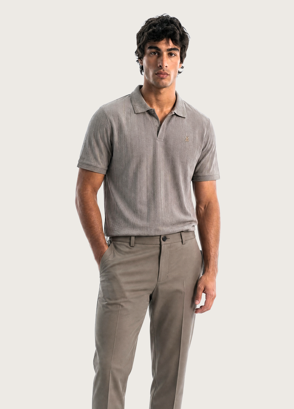 Grey Line Textured Polo