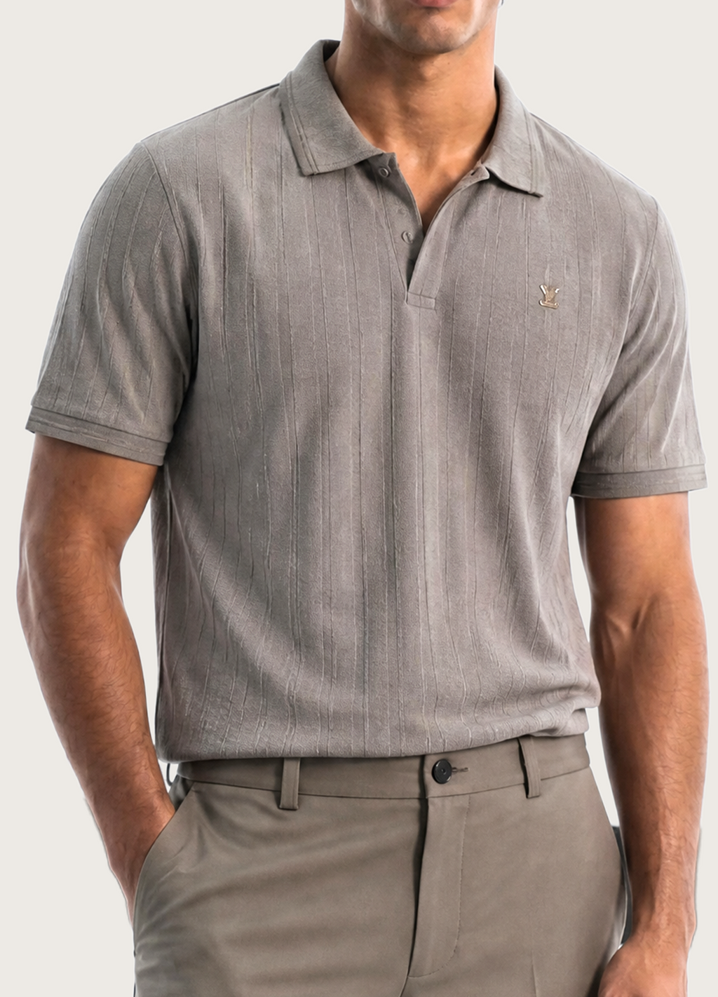 Grey Line Textured Polo