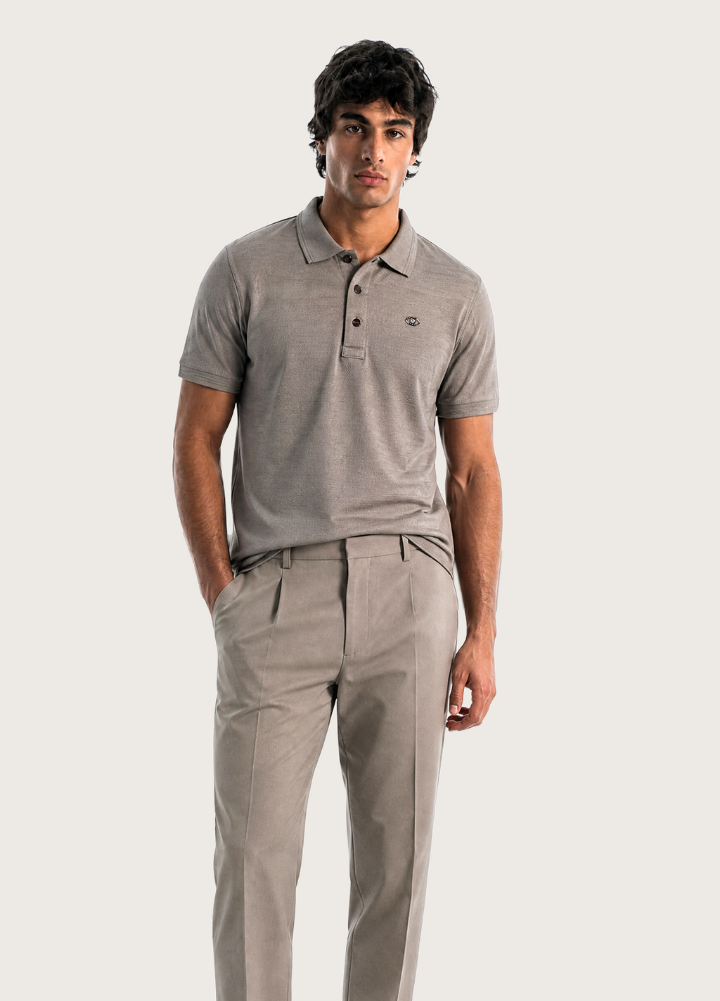 Grey Button Polo