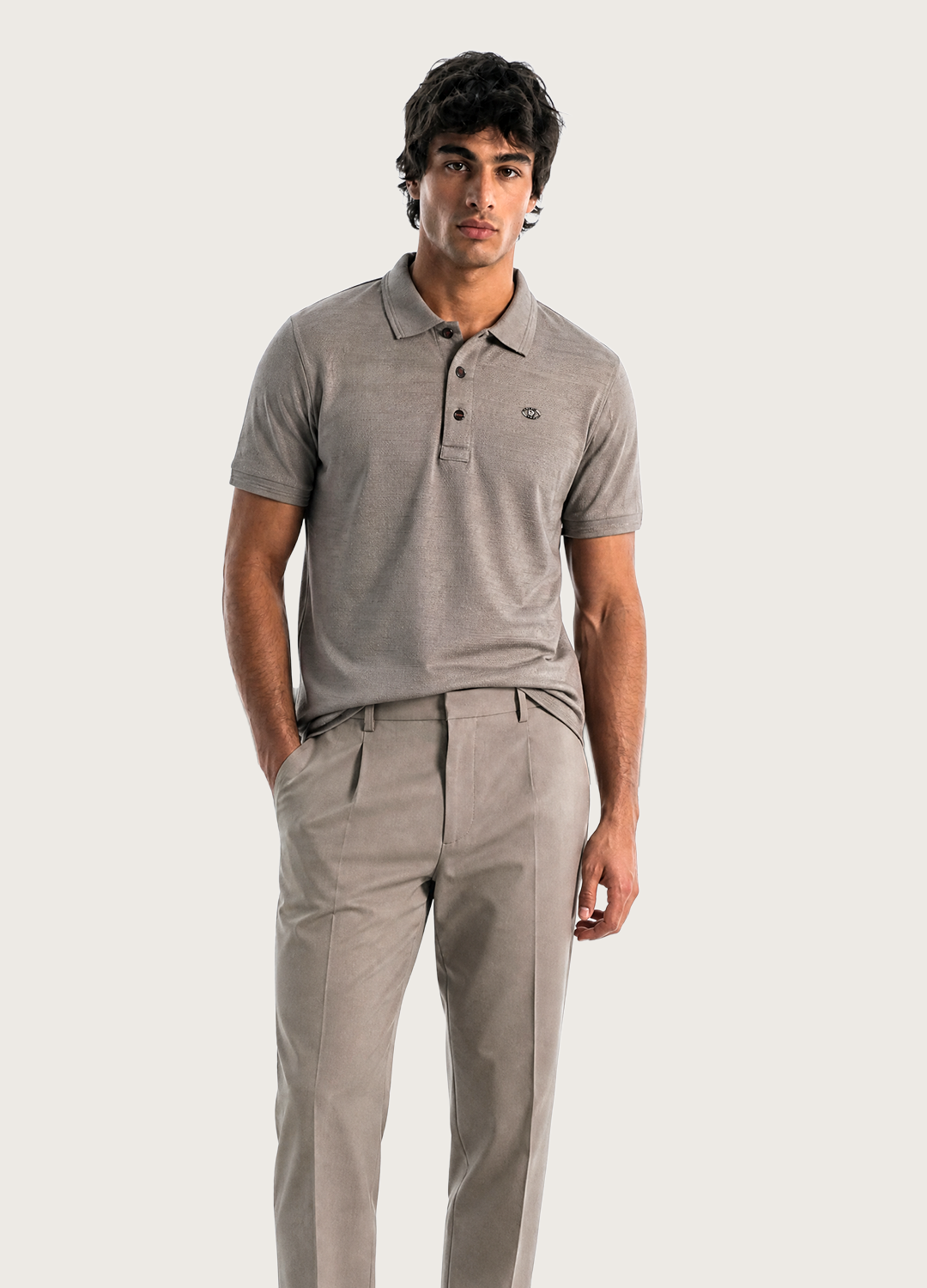 Grey Button Polo
