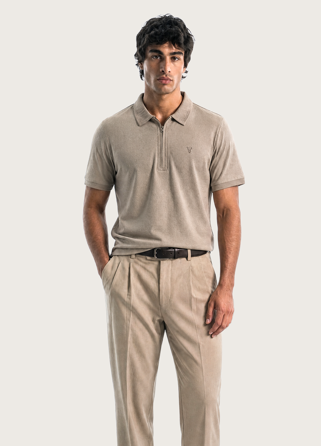 V Zip Polo