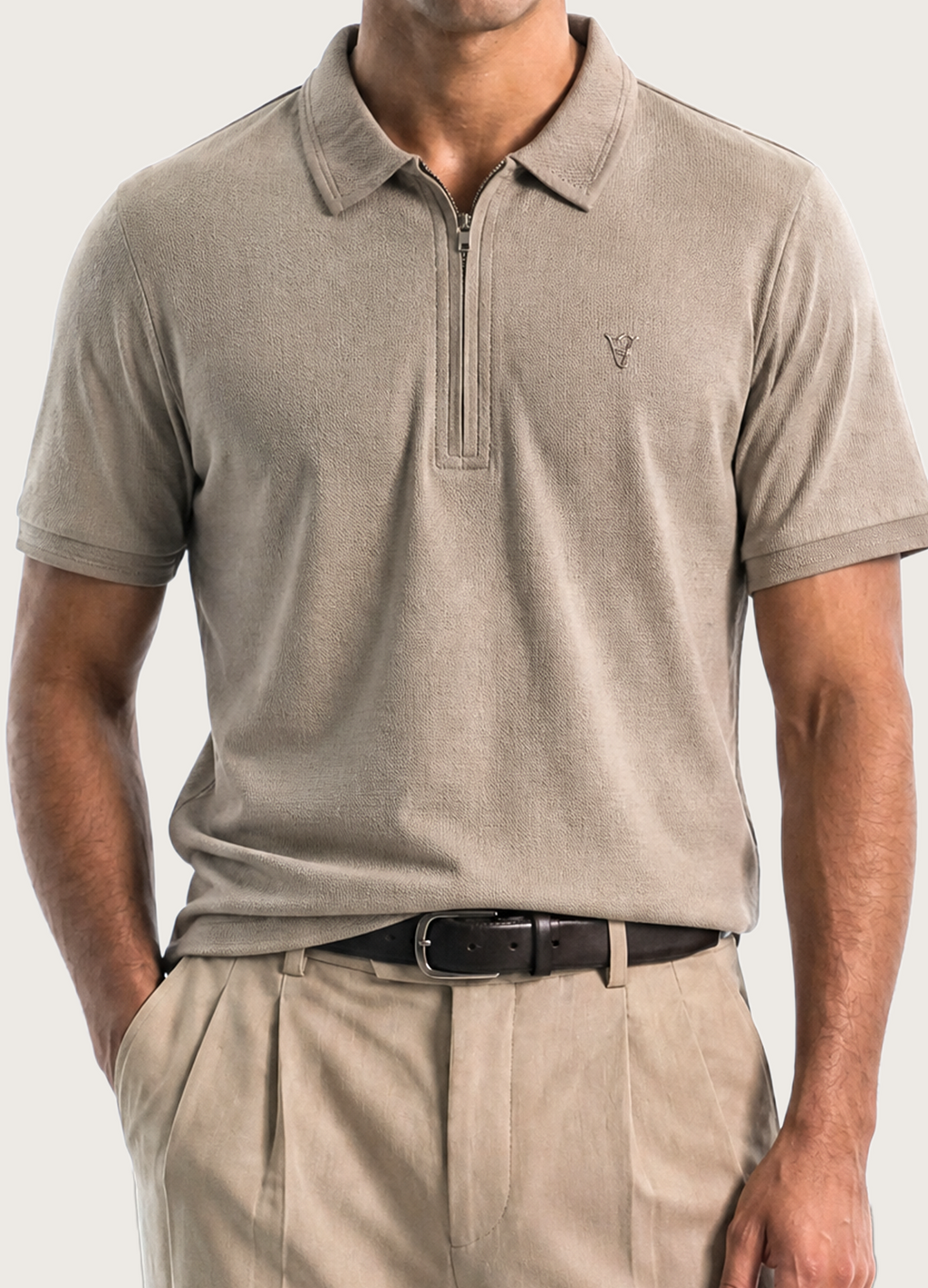 V Zip Polo