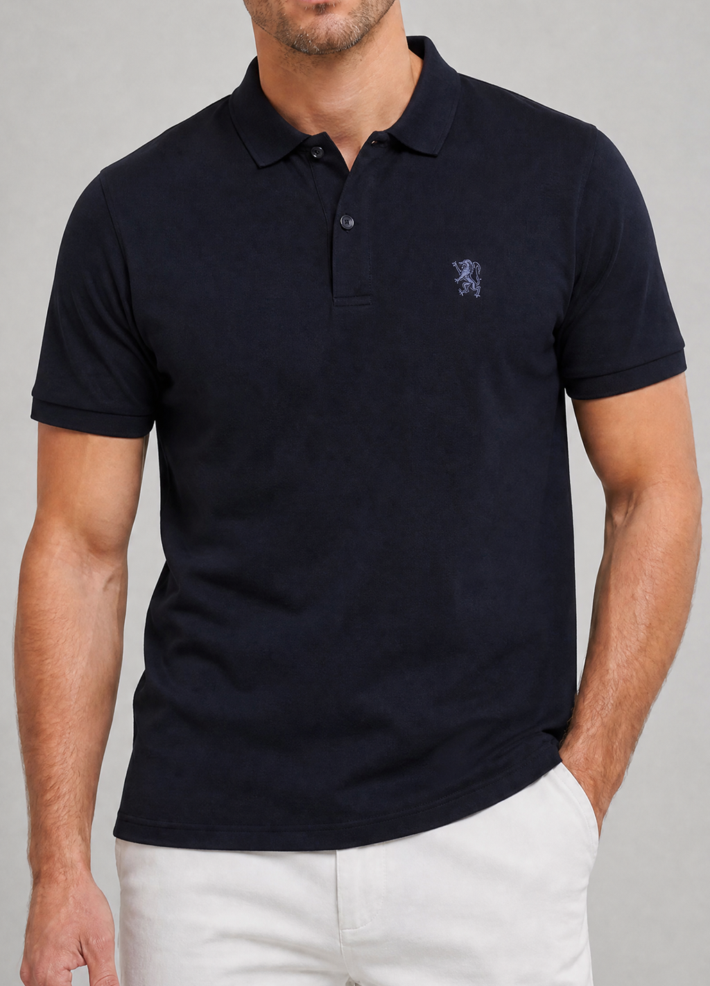 Navy Blue Knit Polo