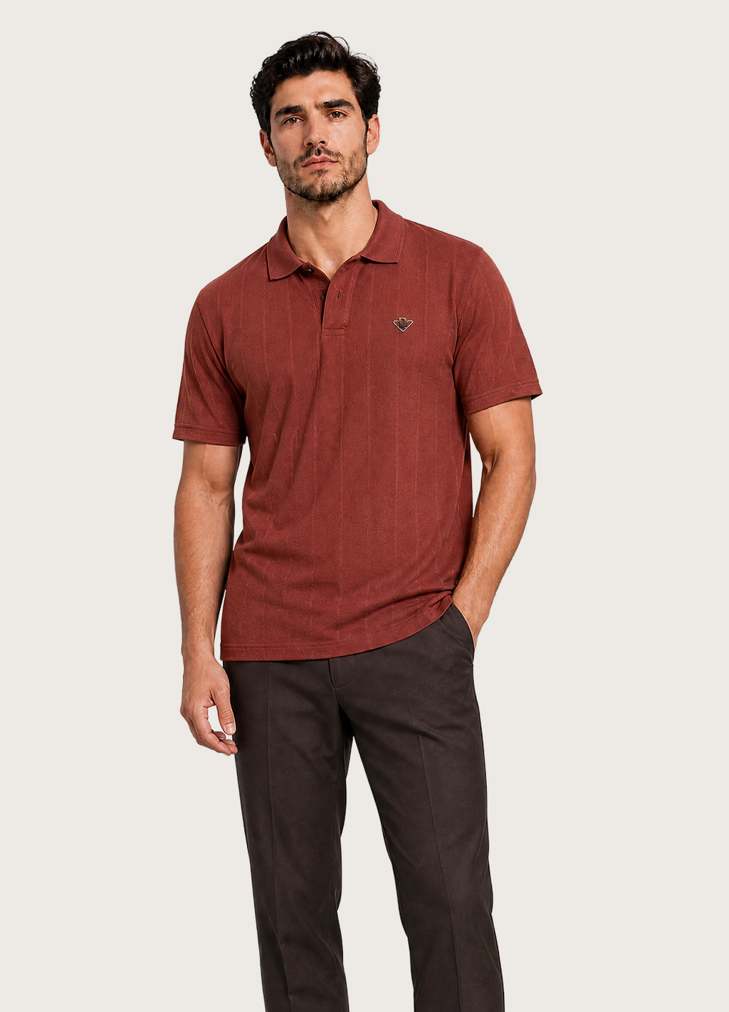 Maroon Johnny Collar Polo