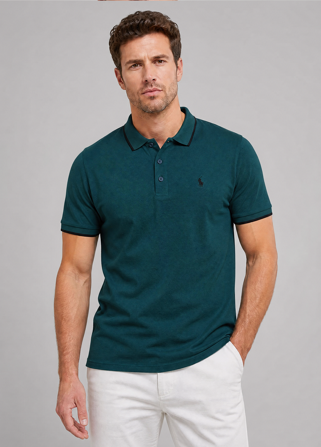 Contrast Tipped Knit Polo