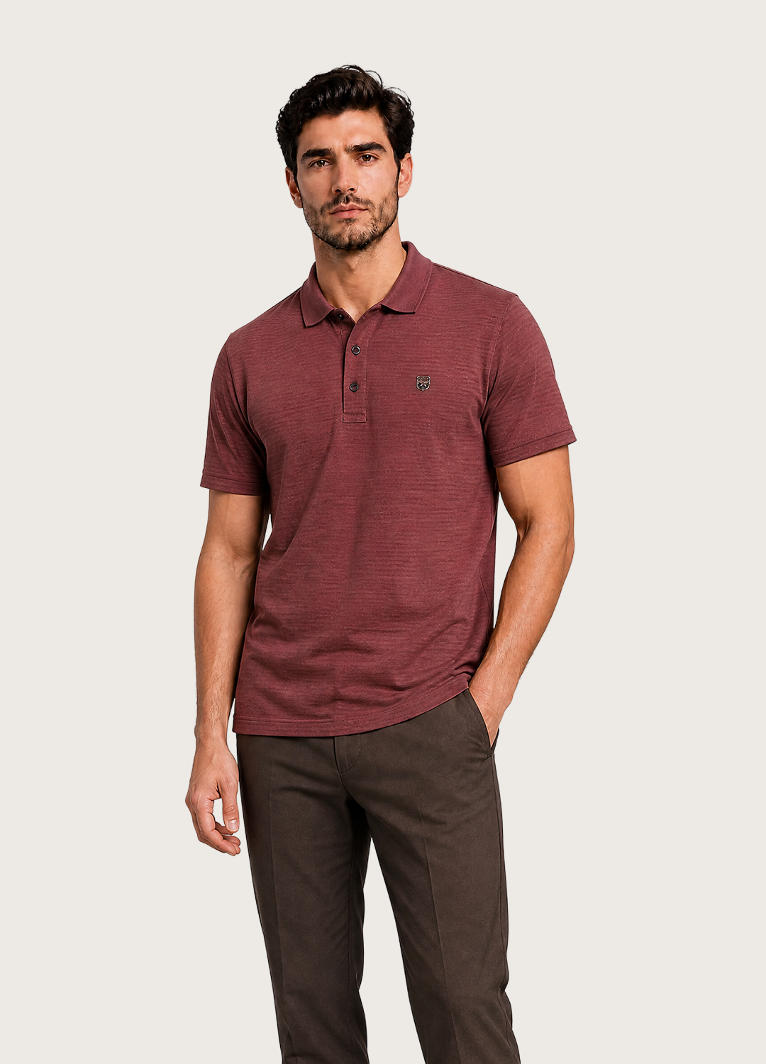 Maroon Button Polo