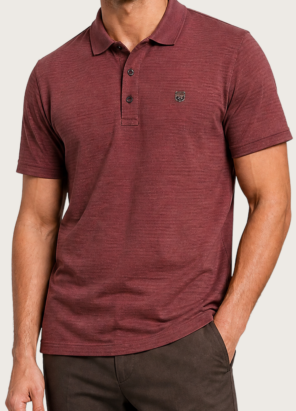 Maroon Button Polo