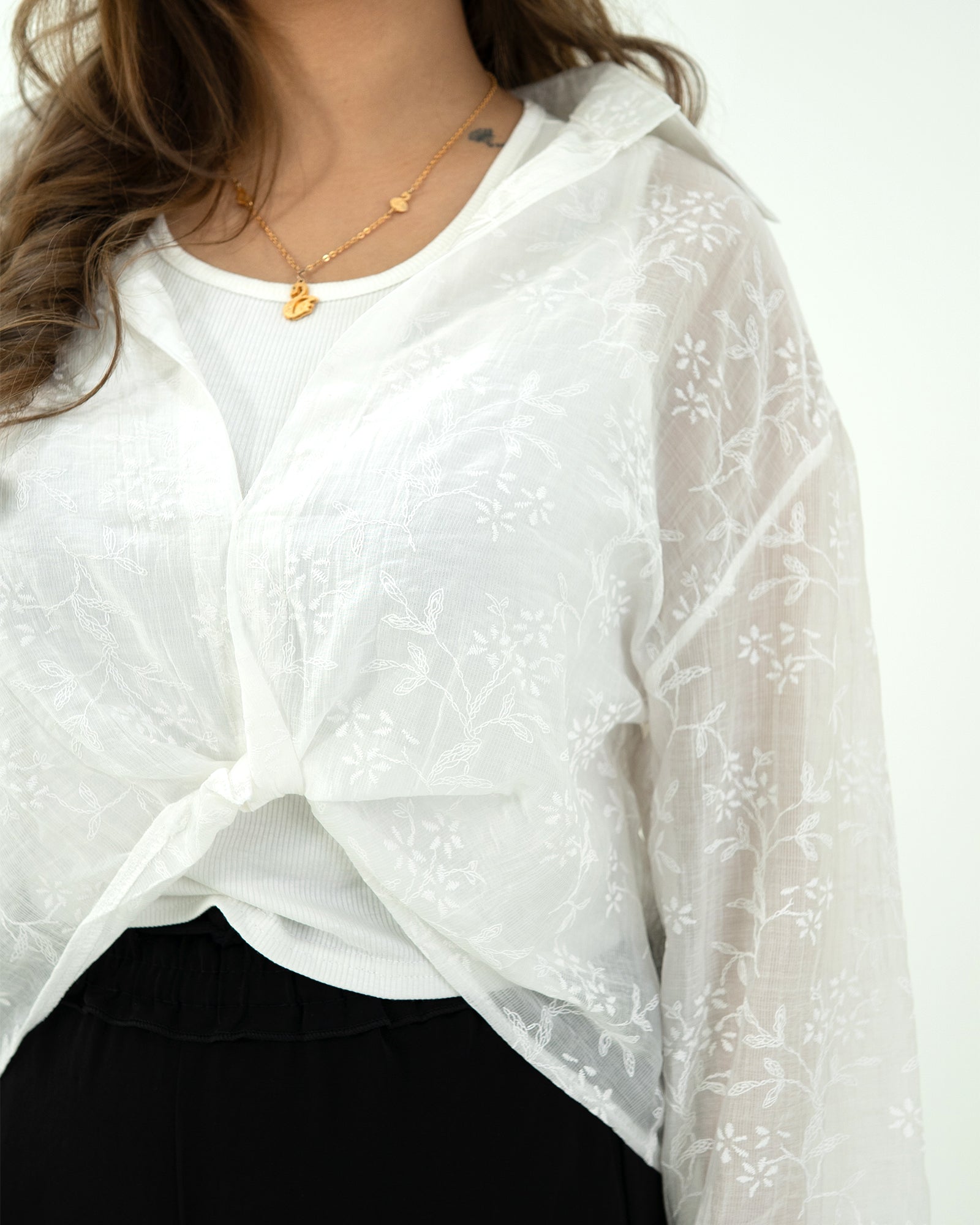 Flora White Net Pair