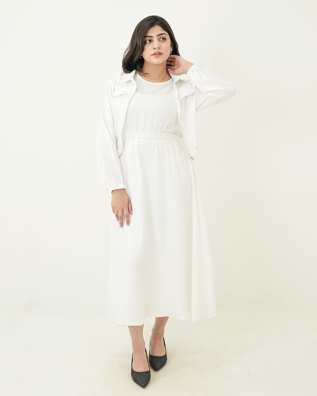 White Signature Print Maxi