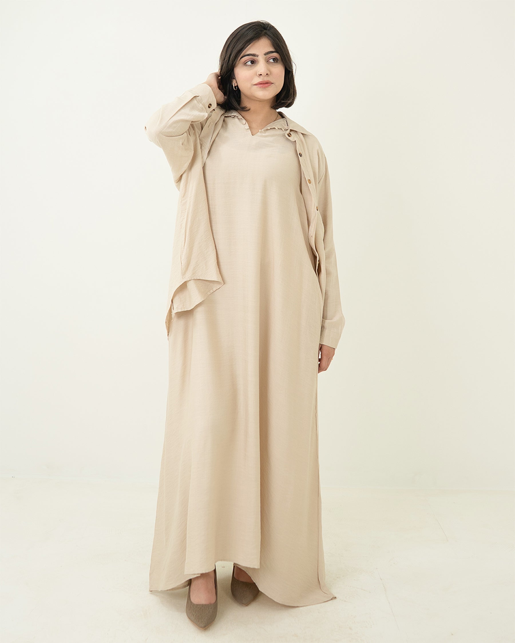 Beige Long Maxi Set