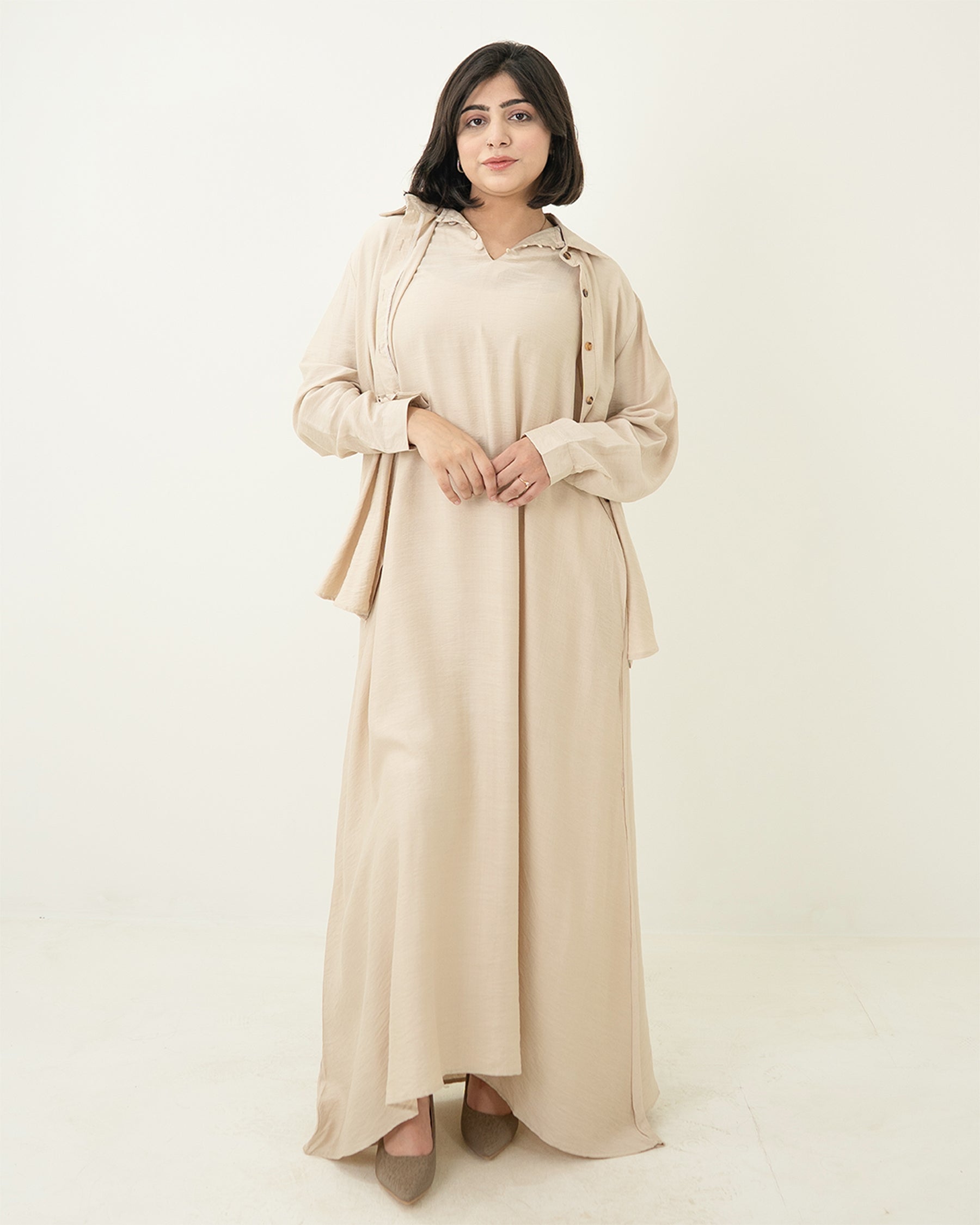 Beige Long Maxi Set