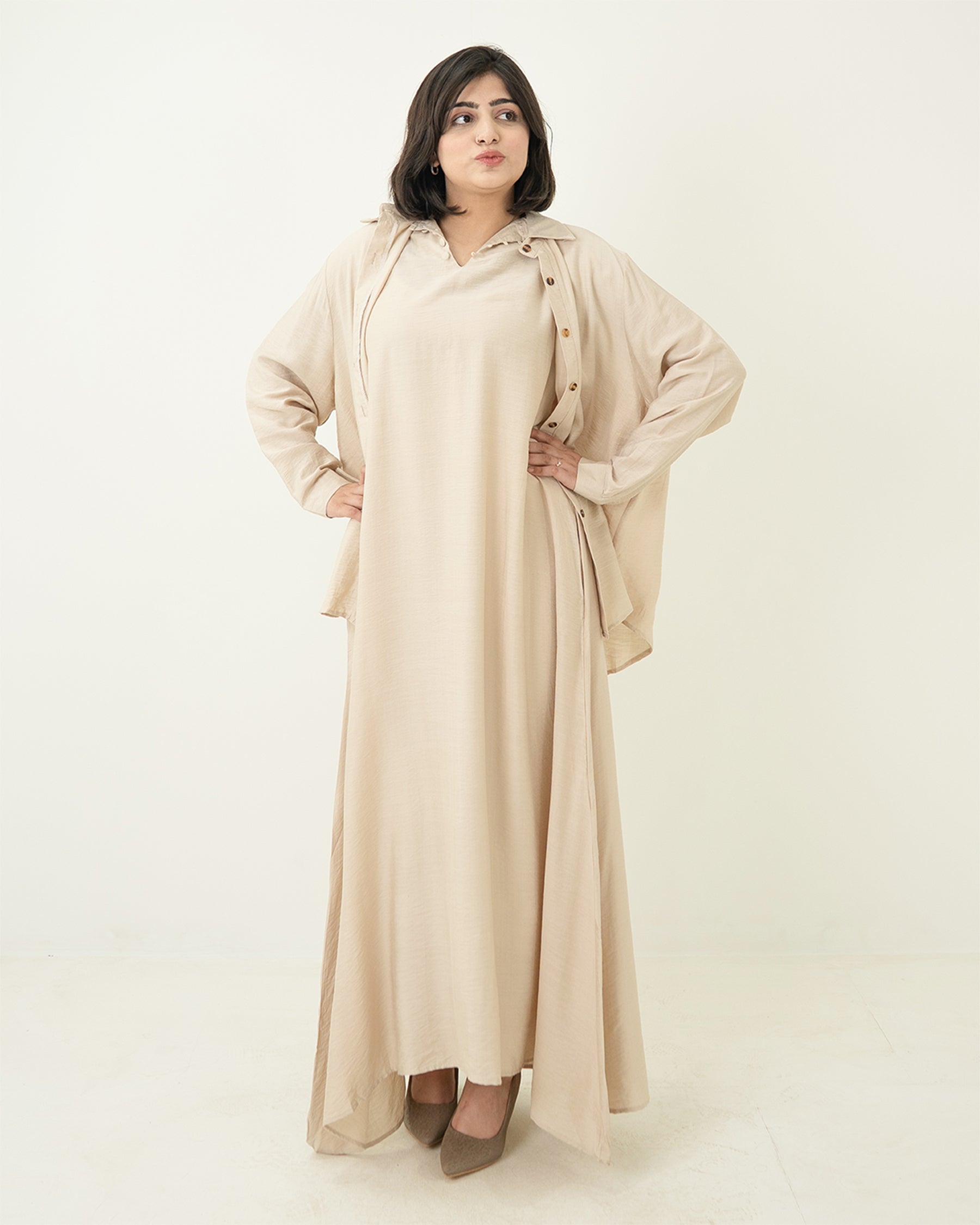 Beige Long Maxi Set