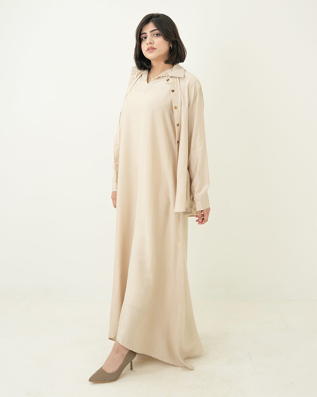 Beige Long Maxi Set